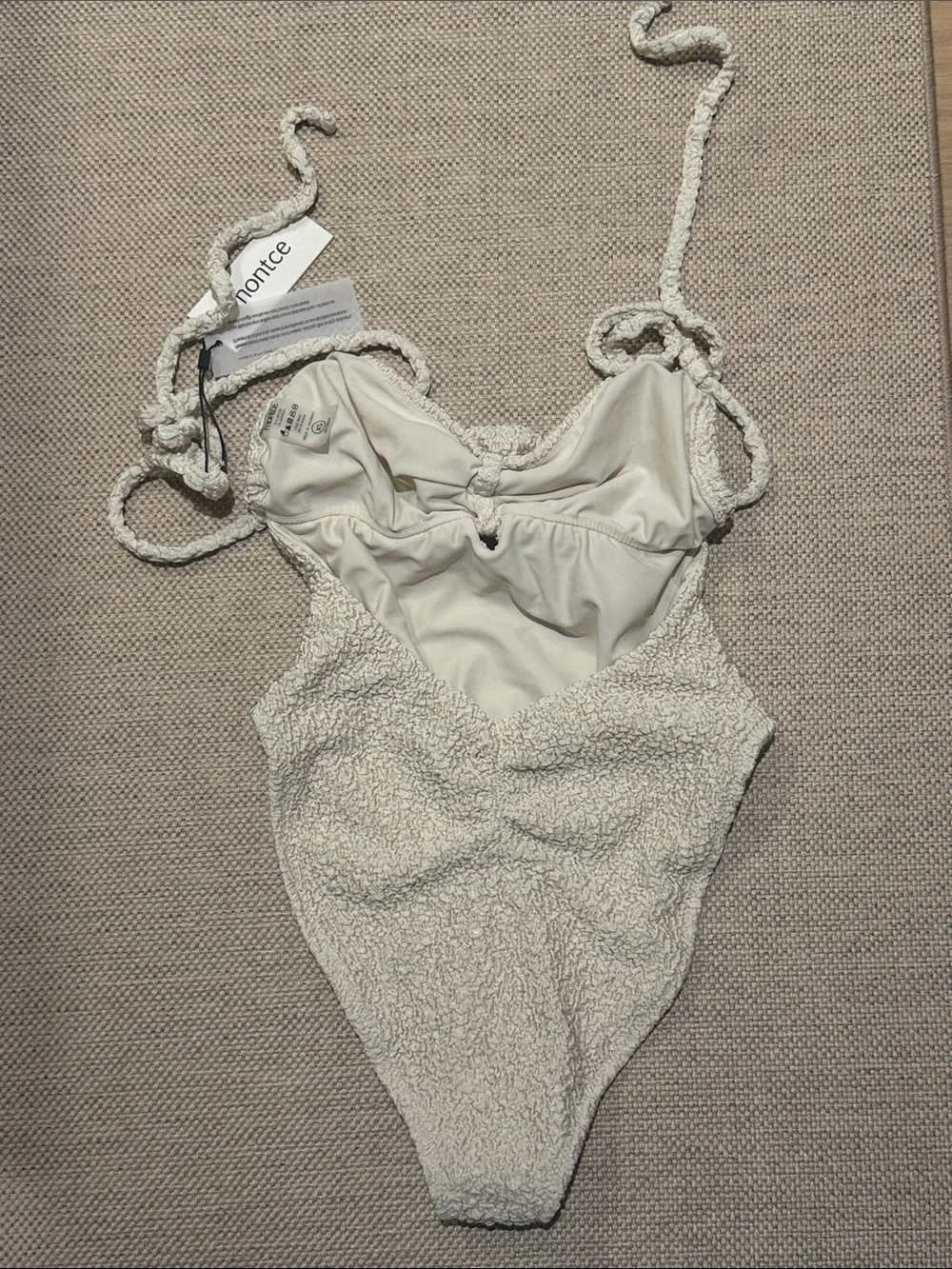 🤍🌾 NWT Montce Devin Rosa One-Piece in Oat Texture Size XS 🌾🤍